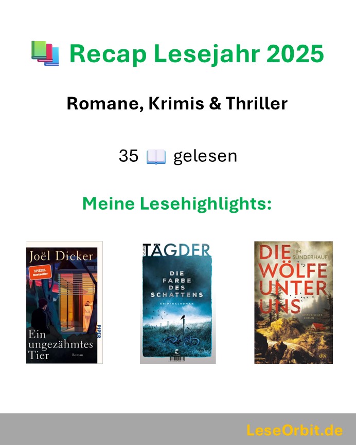 Beitragsbild Recap Lesejahr 2025. Es wird angezeigt das 35 Bücher gelesen wurden.
